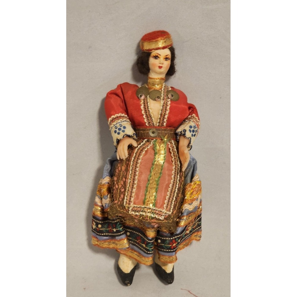 Handcrafted Vintage Greek Traditional Costume Doll 6"